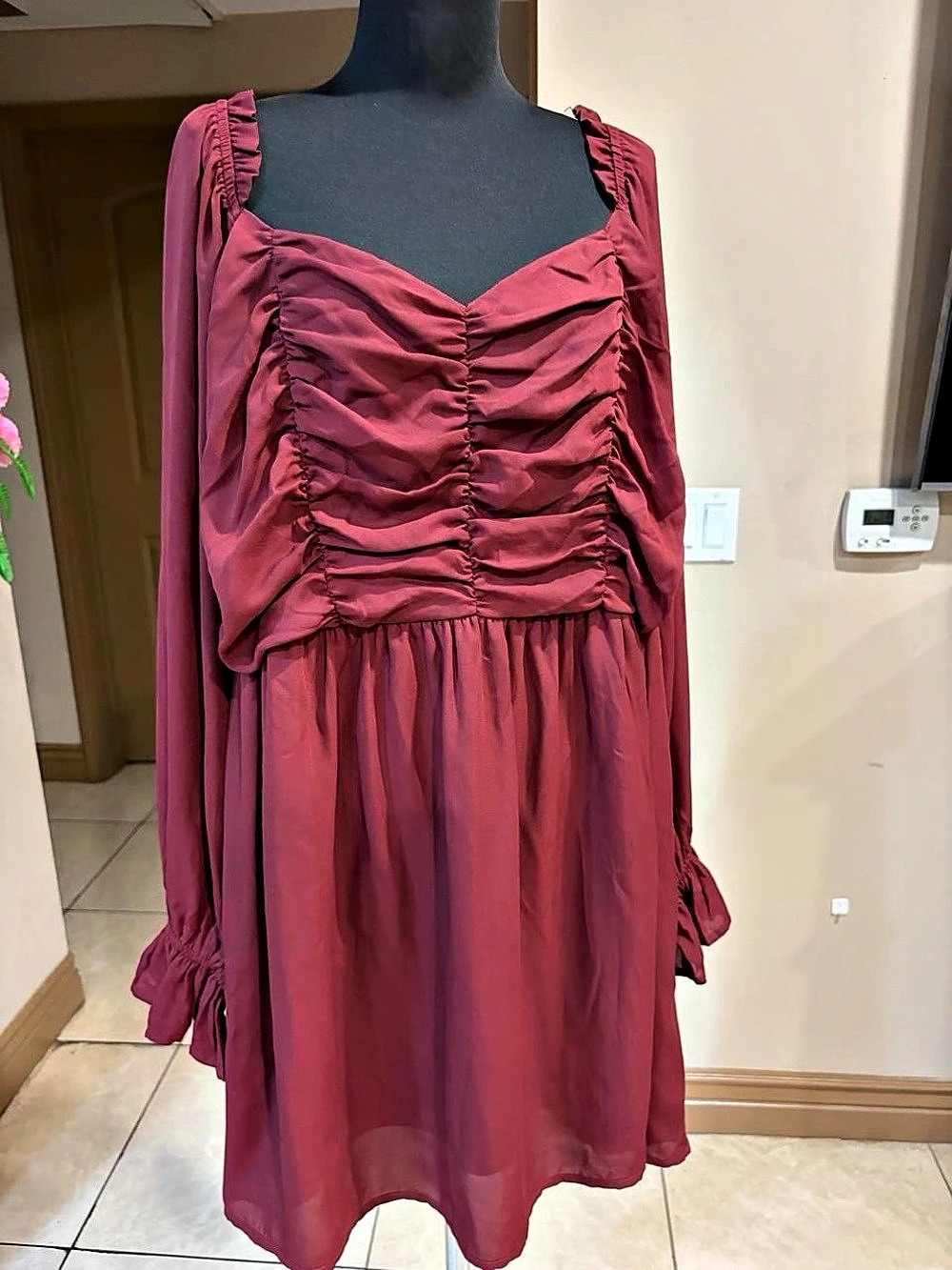 Andrée by Unit Ruched Mini Dress in Red Like New